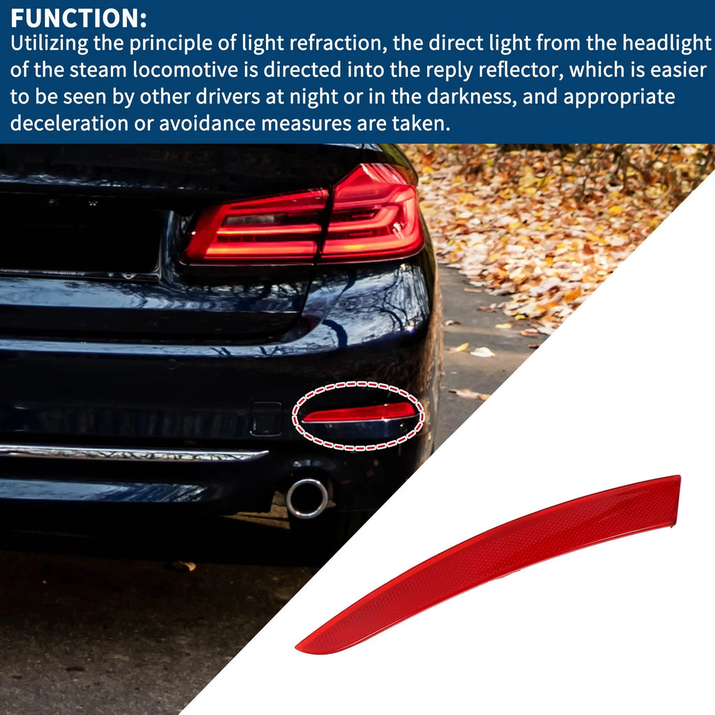 Bumper Reflector Rear Right Replacement for BMW 535i GT (2014–2017)