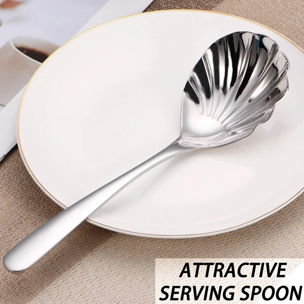 Set of 4 Stainless Steel Serving Spoons for Pasta Rice