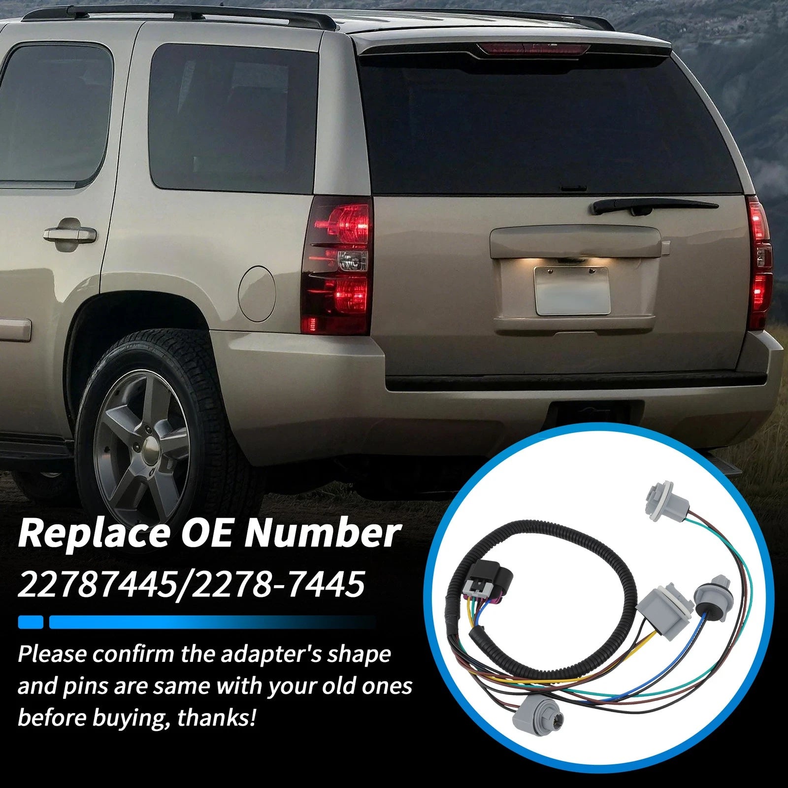 Tail Light Wiring Harness Socket Replacement for Chevy Suburban Tahoe (2007–2014)