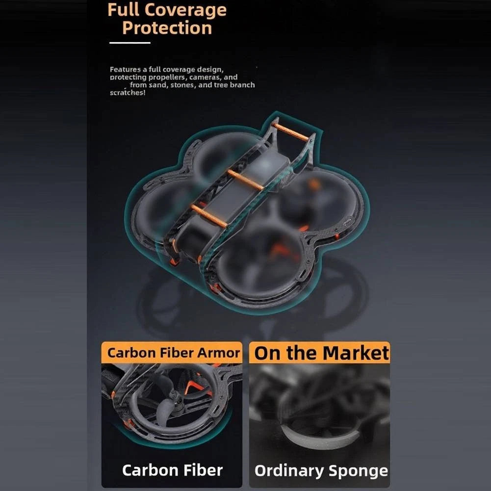 Full Carbon Fiber Armor for DJI Avata 2 (2022) - Orange Collision Guard