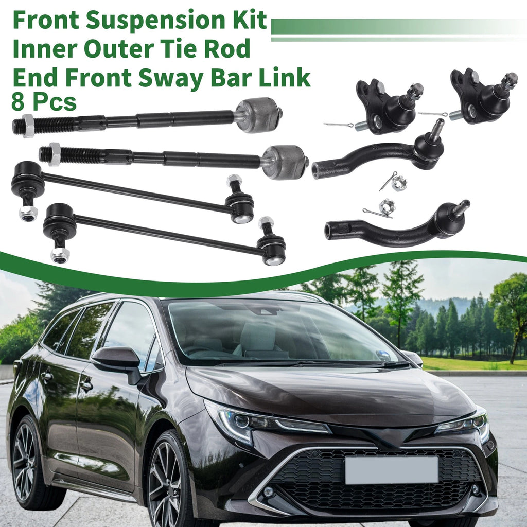 8pc Front Suspension Kit Tie Rod End and Sway Bar Link for Toyota Corolla (2003–2008)