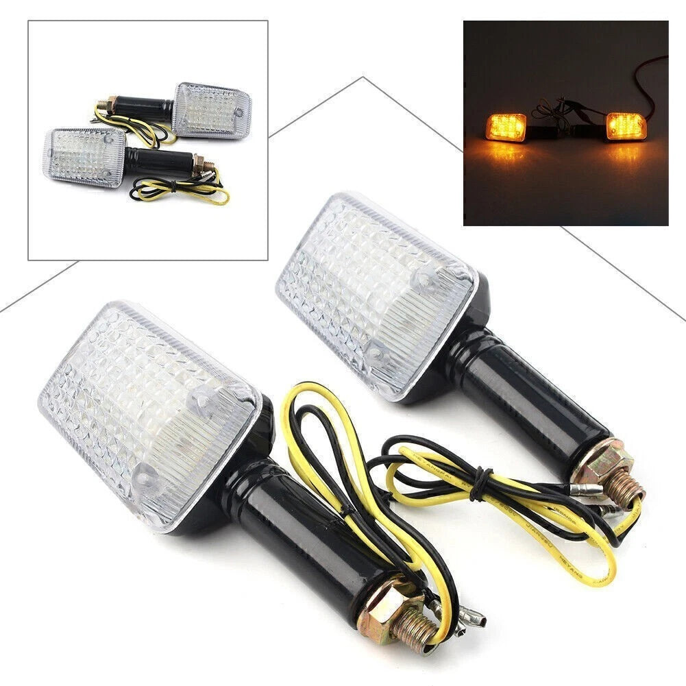 Pair 8mm Amber Bulb Turn Signal Indicator Lights for Universal Motorcycles (12V)