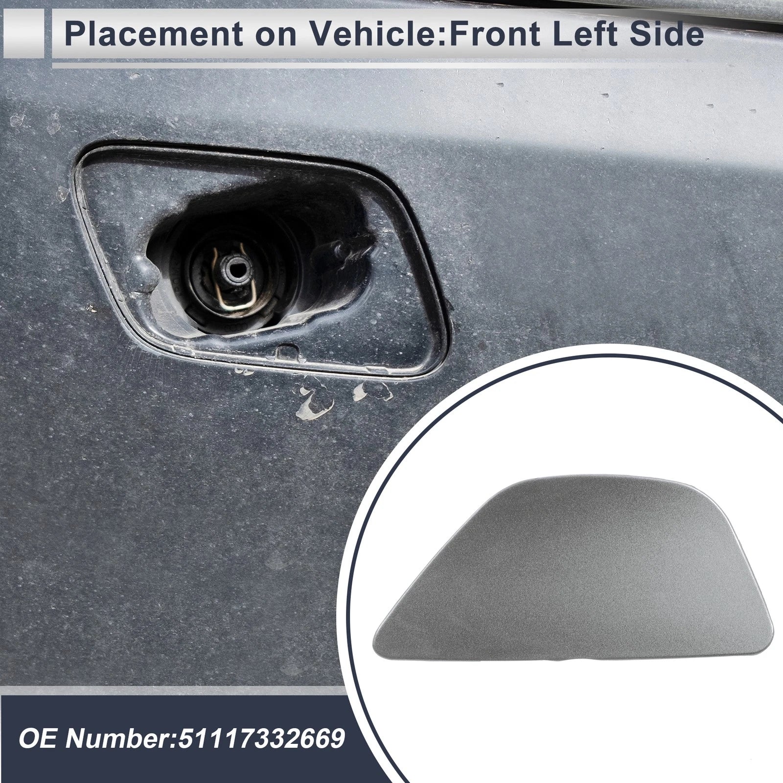Windshield Washer Nozzle Cover Cap Front Left for BMW 535i GT (2014–2017)