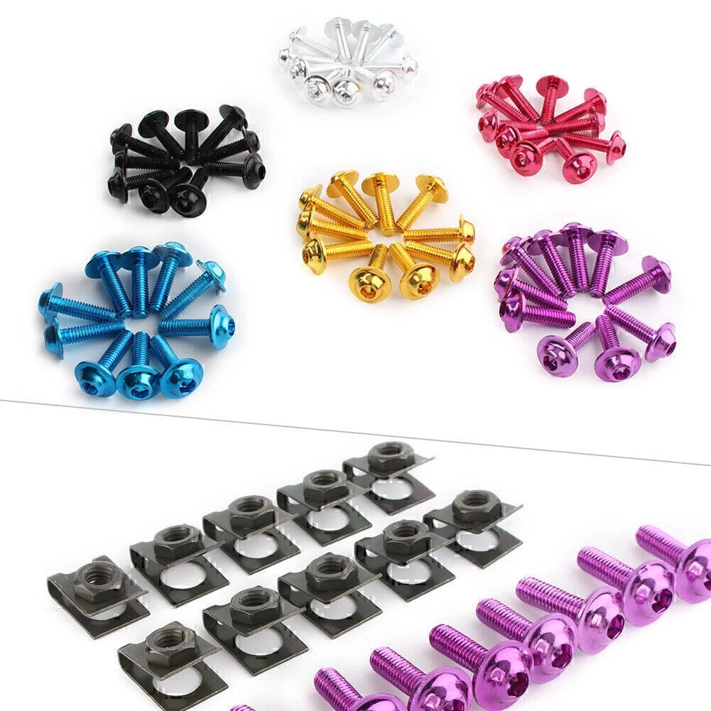 10pcs Universal M6 Body Fairing Bolts Fastener Clips Screw Set For Scooter Gold