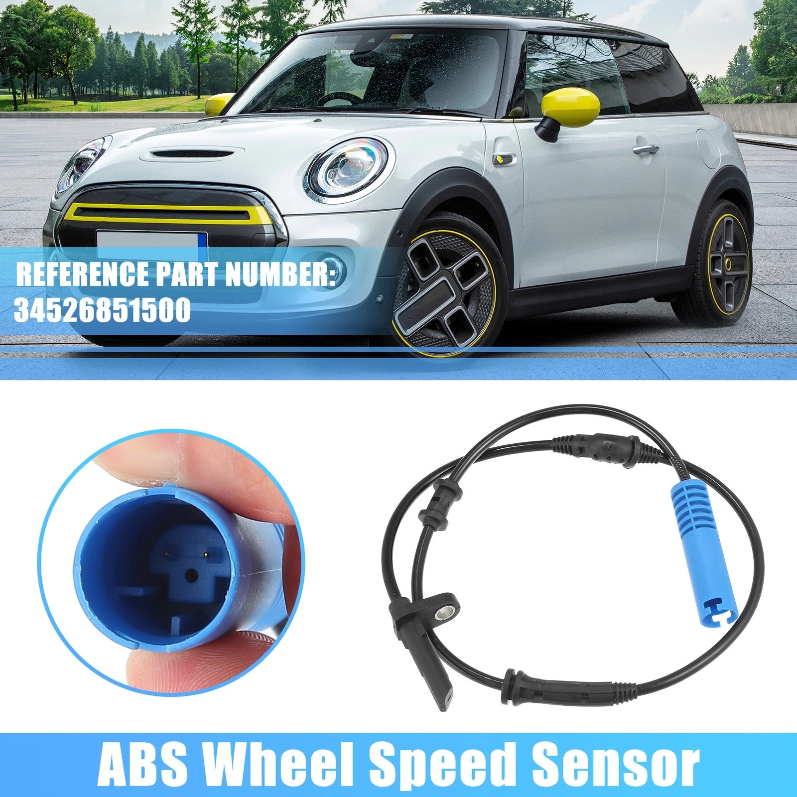 1Pcs ABS Wheel Speed Sensor for Mini Cooper (2002–2008) No. 34526851500