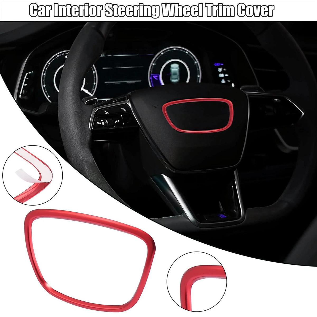 Steering Wheel Trim Cover Red for Audi A3 A4 A5 A6 A7 Q3 Q4 S RS (2010–2022)