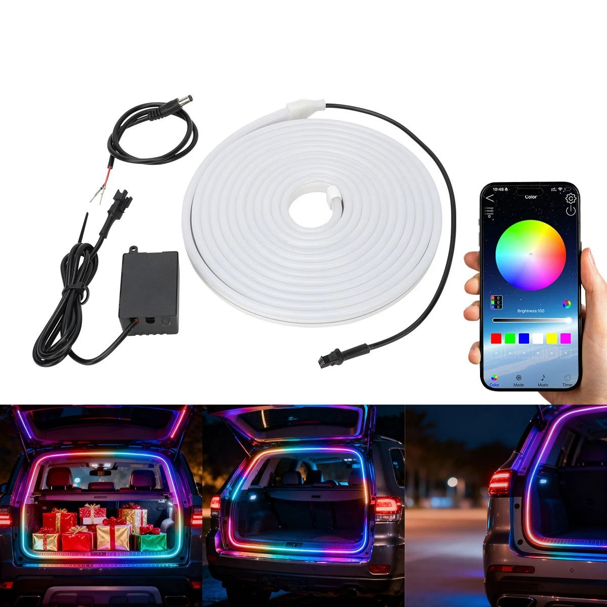 Car Trunk LED Ambient Light Strip High Brightness Soft Glow Interior Decoration