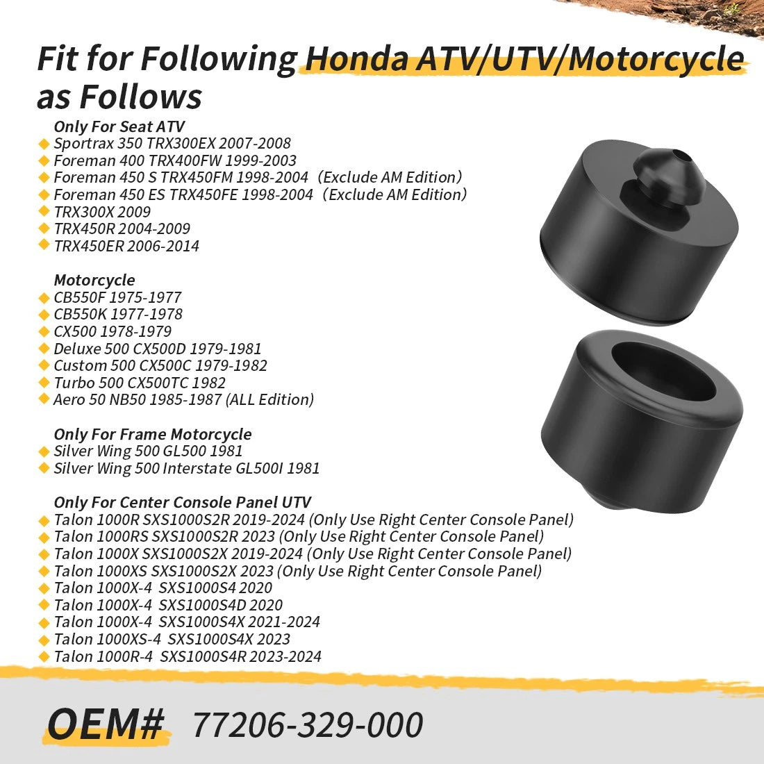 2X Seat Setting Rubber for Honda TRX450 TRX400FW TRX450R TRX450ER (2004–2009) 77206-329-000
