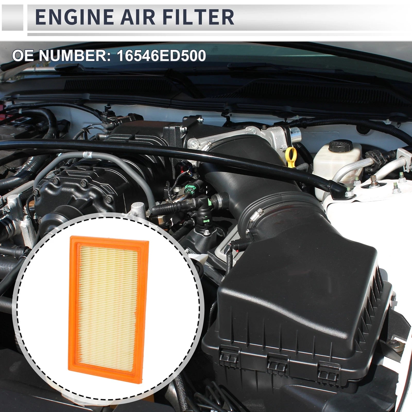 Car Engine Air Filter No. 16546ED500 for Nissan Cube (2009–2014) 1 Pc