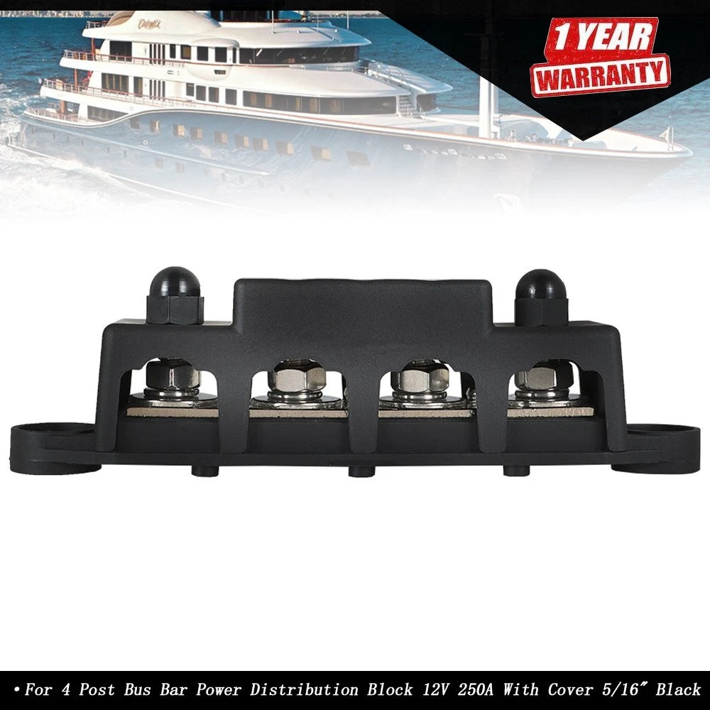 4 Post Power Distribution Block for 12V Systems (250A) with Cover