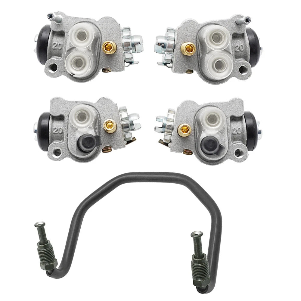 Set of 4 Front Brake Wheel Cylinders & Pipe Kit for Honda Rancher TRX350 TRX400 (2000–2006)