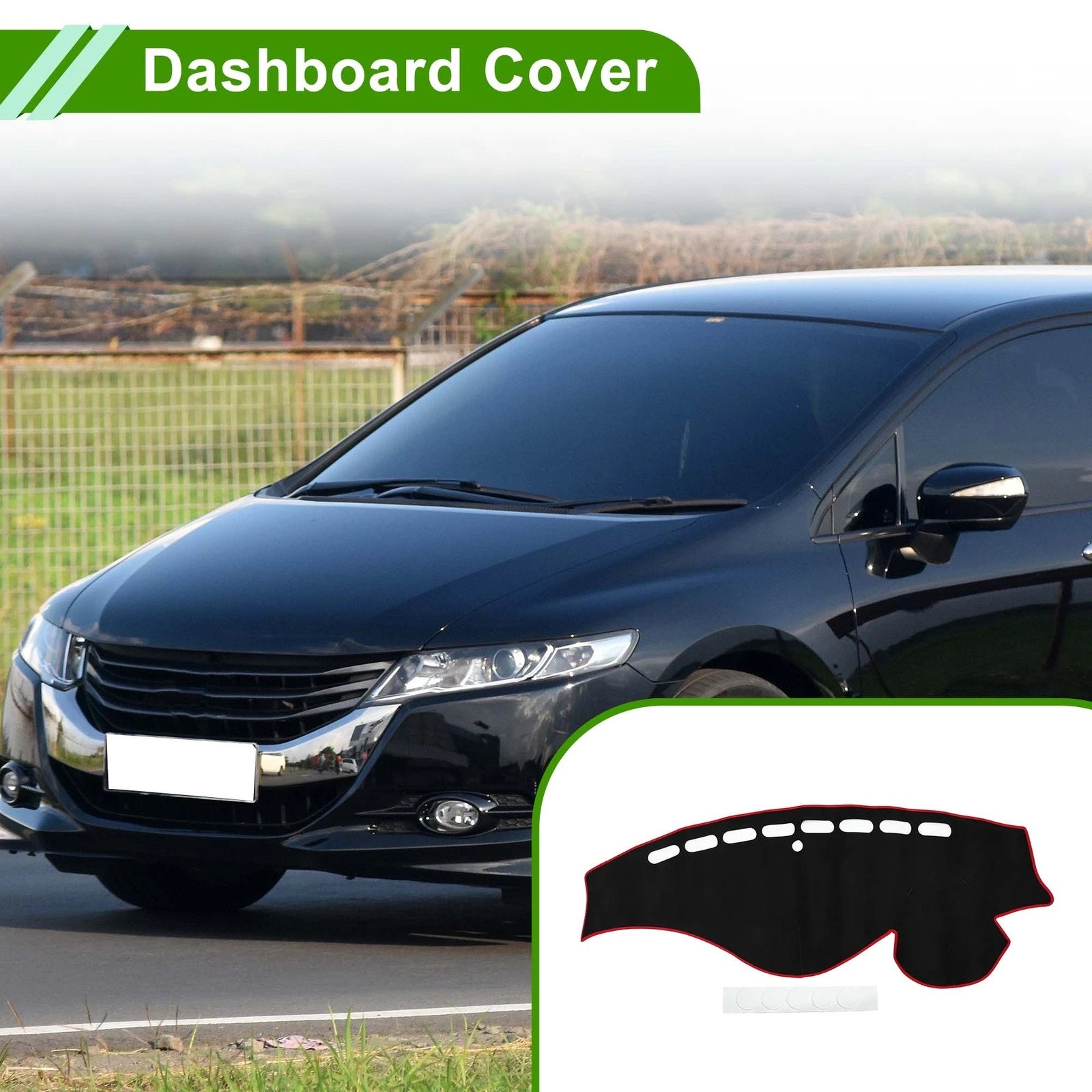 Dash Cover Mat Sun Protector for Honda Odyssey 2009–2014 Black Red