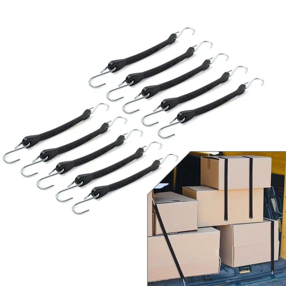 Set of 10 Heavy Duty Rubber Tarp Straps Tie Down Bungee Cords with Hooks
