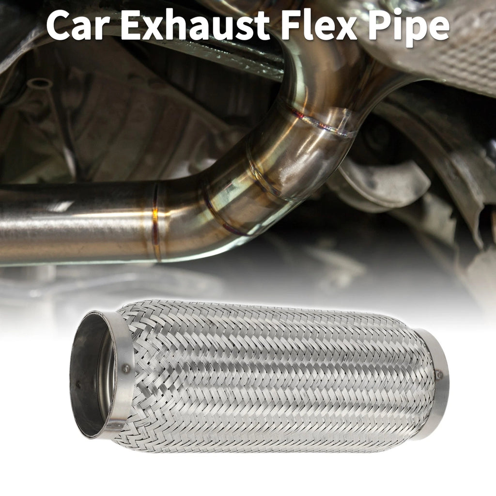 Exhaust Flex Pipe for 3.14 Inch OD Braided Silver Tone