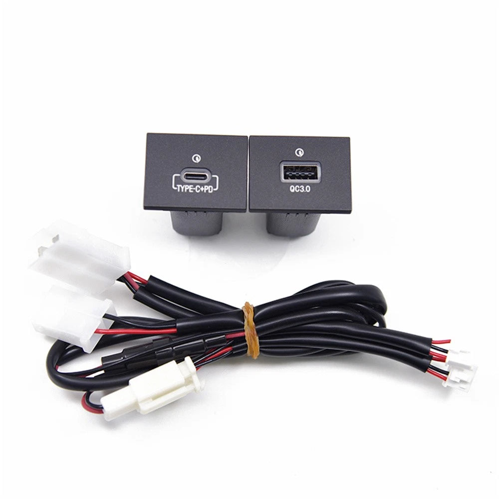 Dual Port USB-A QC3.0 + USB-C PD Charger Socket Panel for Ford Focus MK2 (2005–2009)
