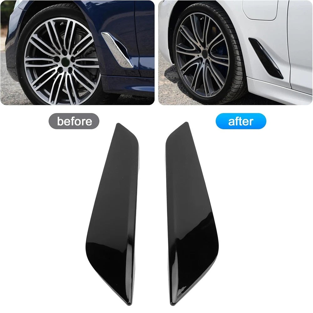1Pair For 2017-2020 BMW G30 5 Series Left & Right Gloss Black Mudguard Duct Trim