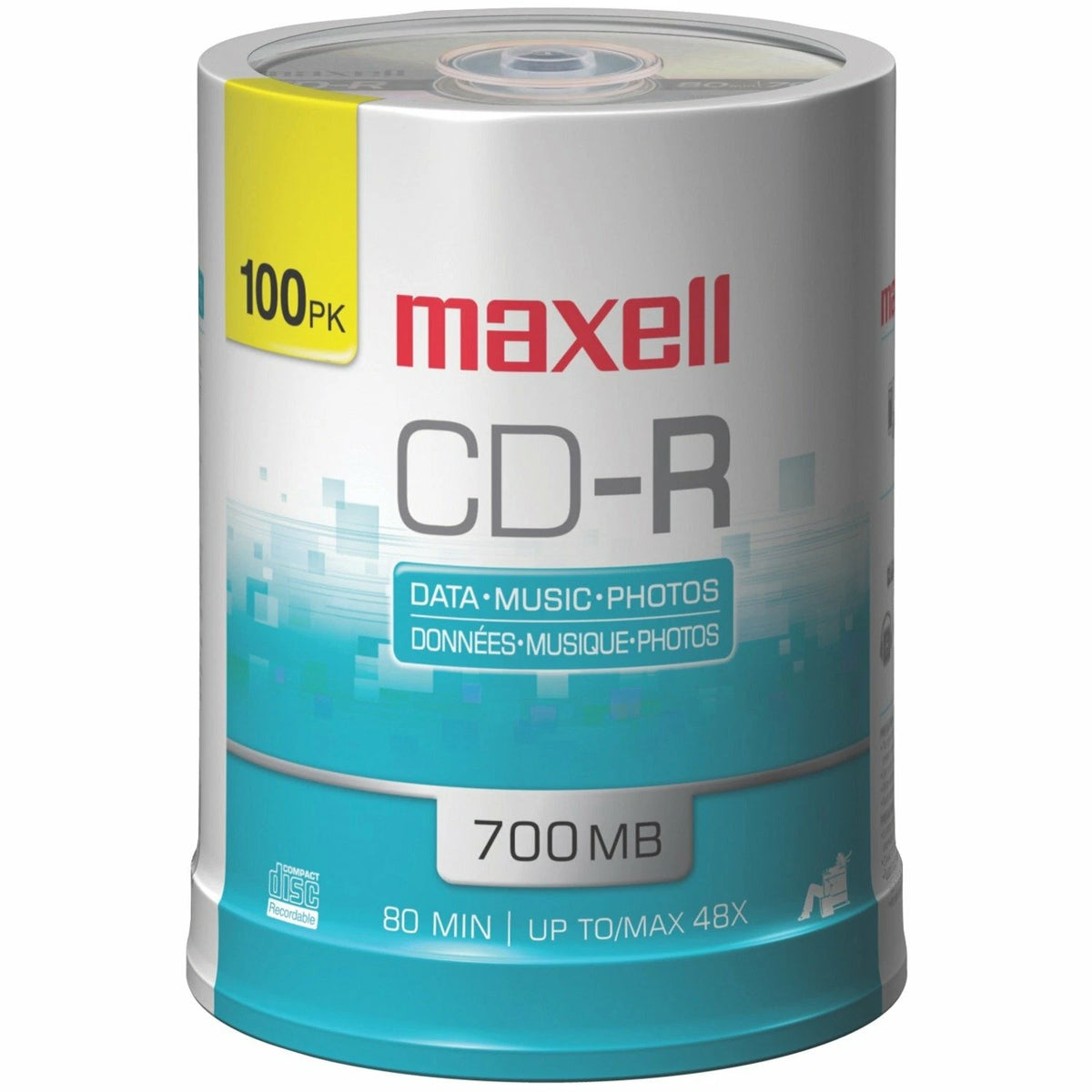 Set of 100 Maxell CDR80100S 700MB 80-Minute CD-Rs
