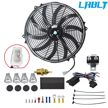 16" Electric Radiator Fan Kit 3000+CFM with Thermostat & Relay Switch (12V)