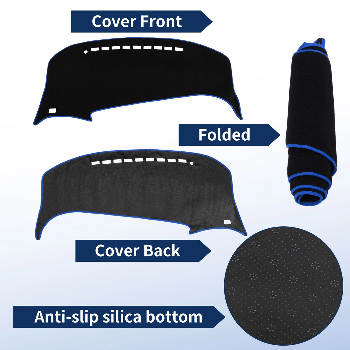 Dash Cover for Toyota Estima 50 Series (2006–2019) Polyester Black Blue Edge