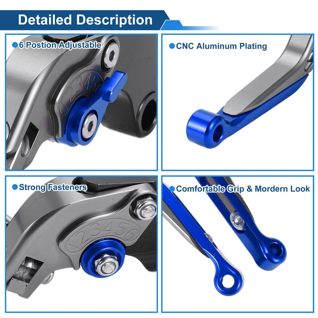 Adjustable Brake Clutch Levers for Yamaha MT-07 (2014–2022) Titanium Blue