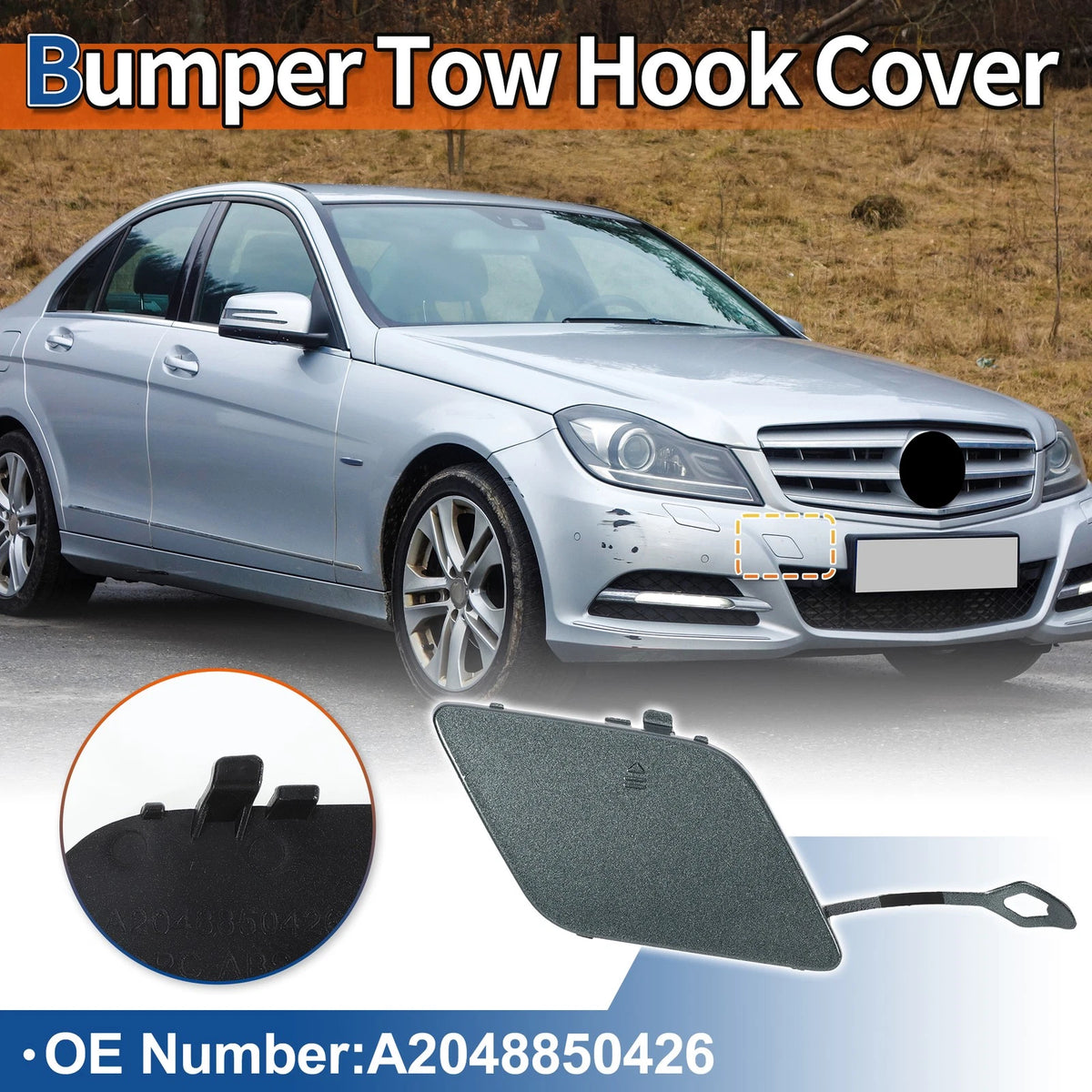Front Tow Hook Cover Replacement for Mercedes-Benz A-Class (2015–2018)