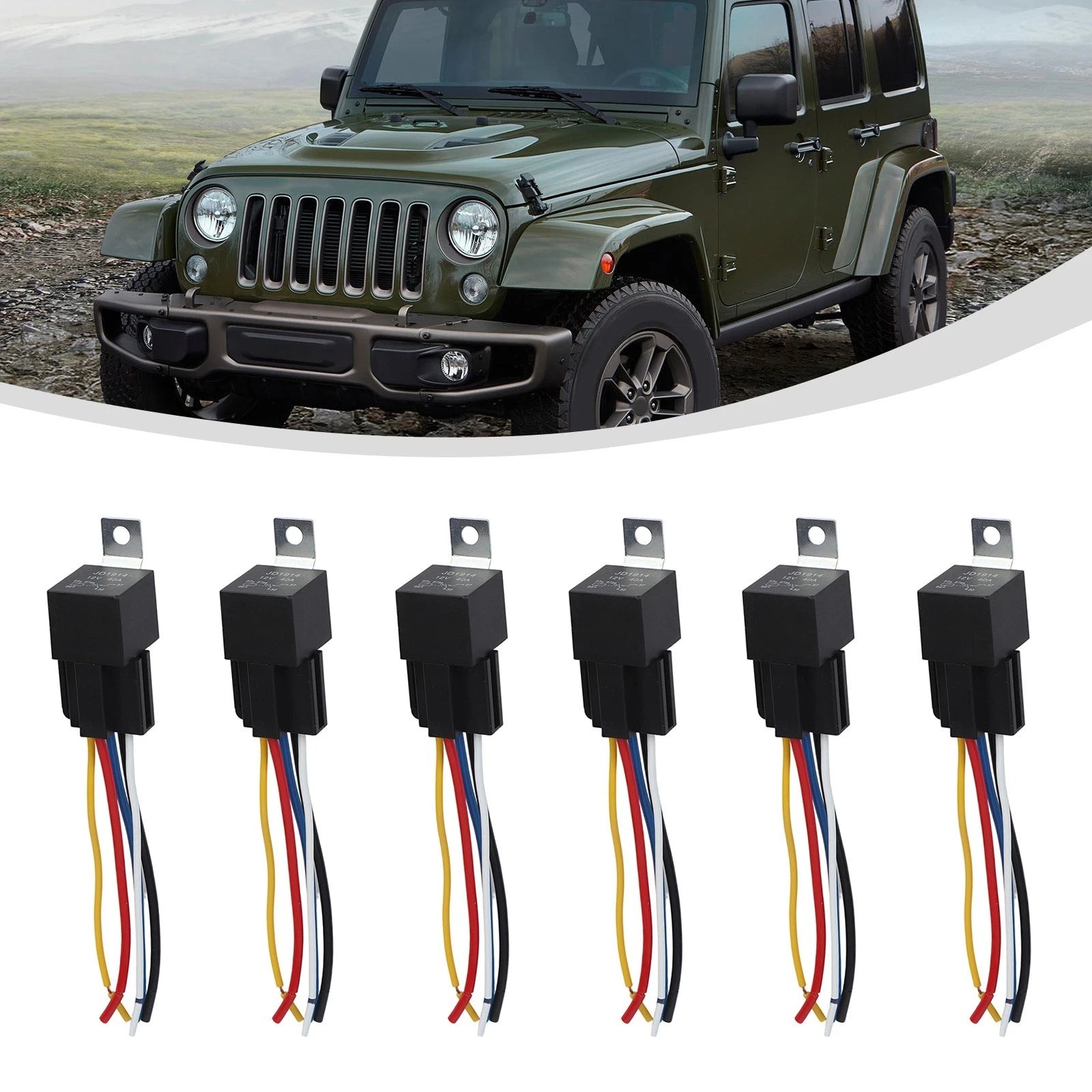 6X 12V 40A 5 Pin Relay with Socket & Wiring for Vehicle Engine Motor