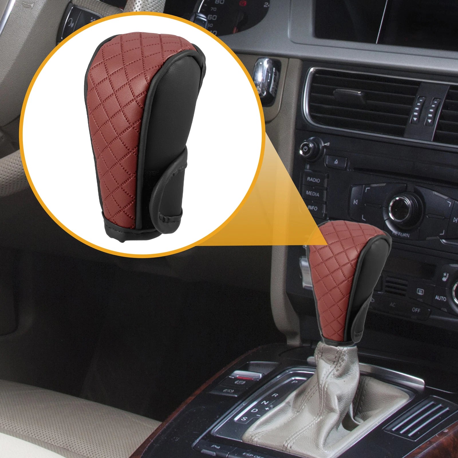 Shift Knob Cover for Universal Automatic Gear Protector Black Wine Red