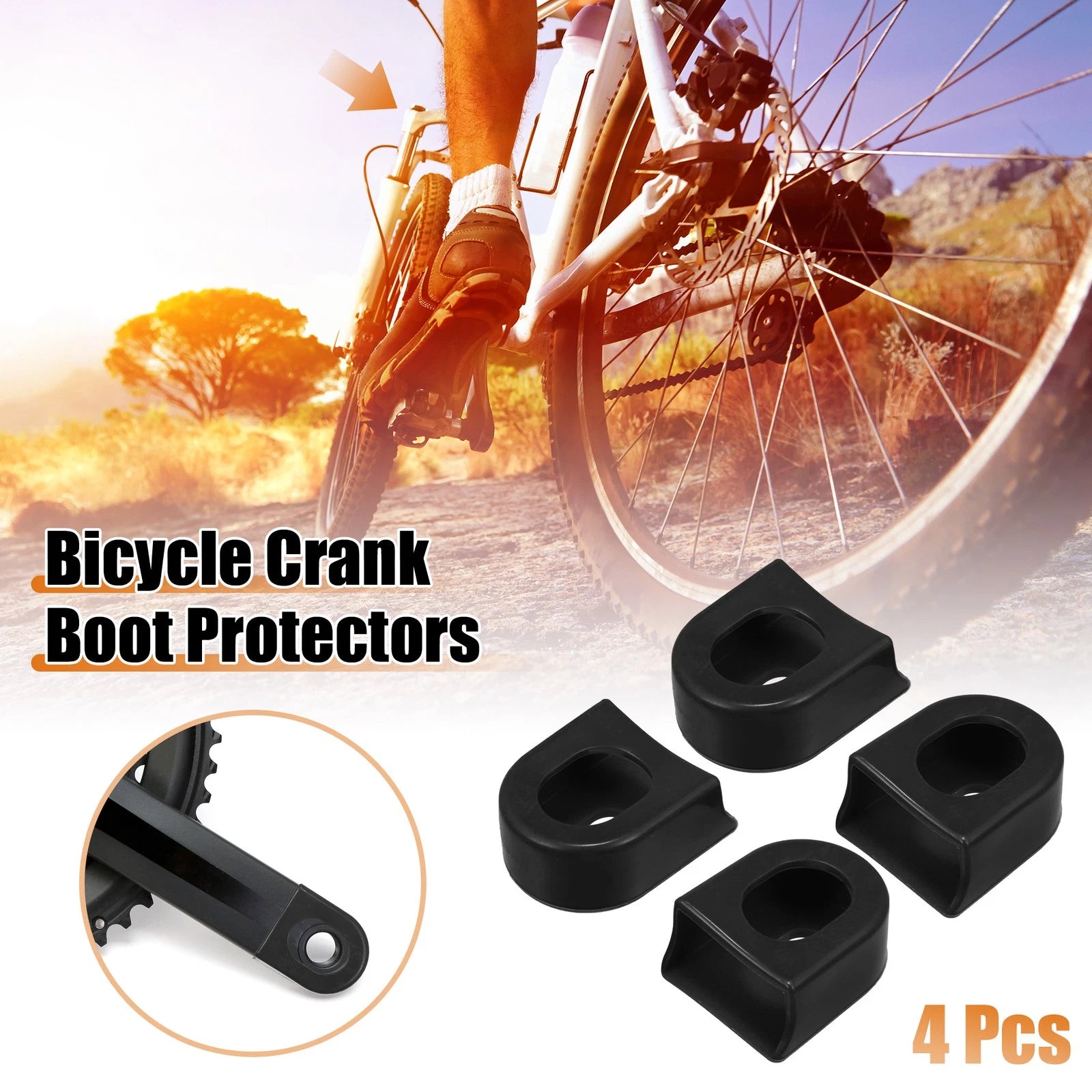 Crank Boot Protectors Kit for Bicycle Cycling Crank Arm Cover (Black)