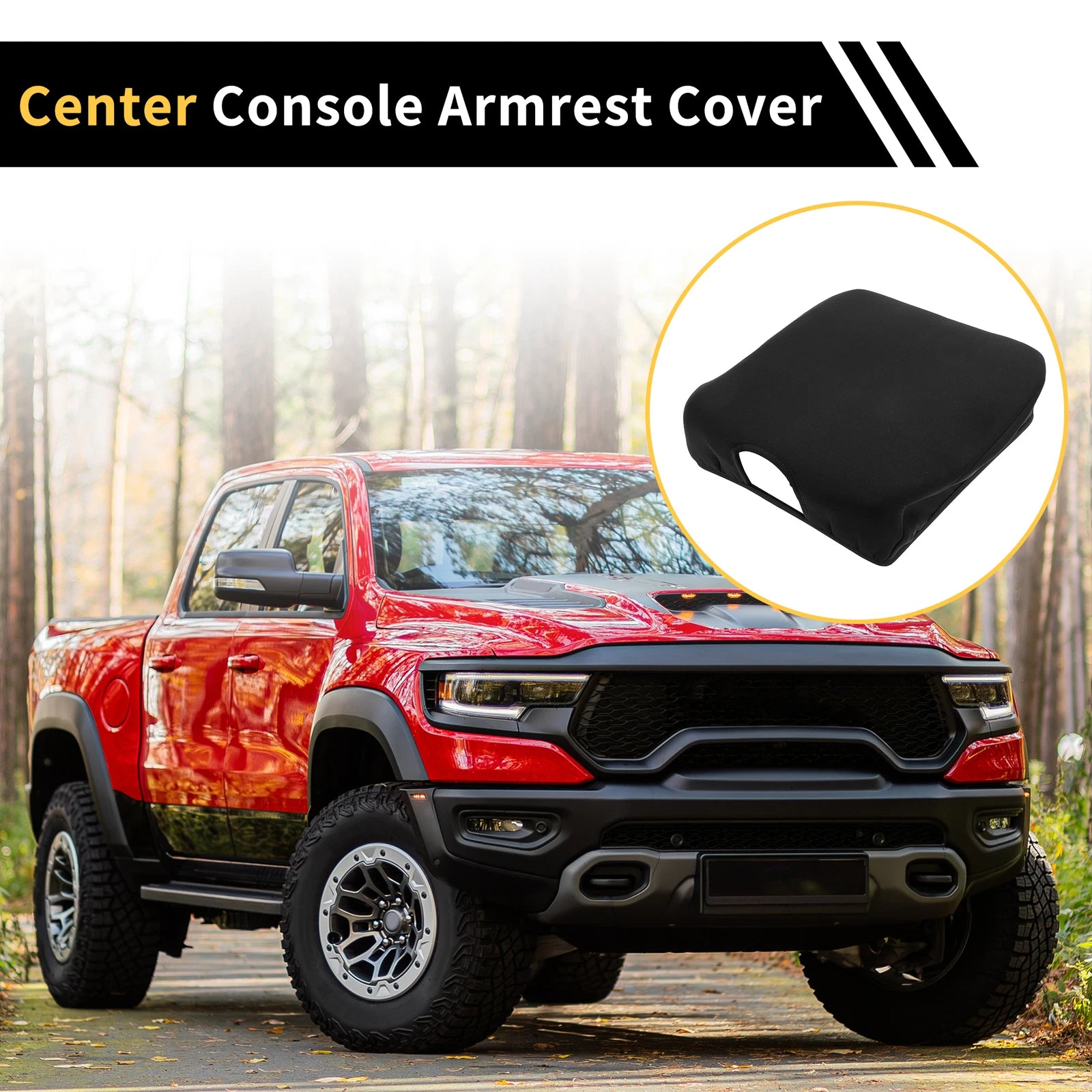 Center Console Lid Armrest Cover for Dodge Ram (Microfiber Leather)