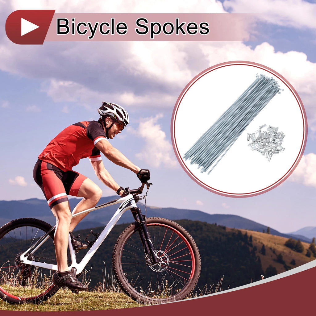 Bicycle Spokes 205mm Set for 12G Wheel 45 Steel Galvanized (Silver)