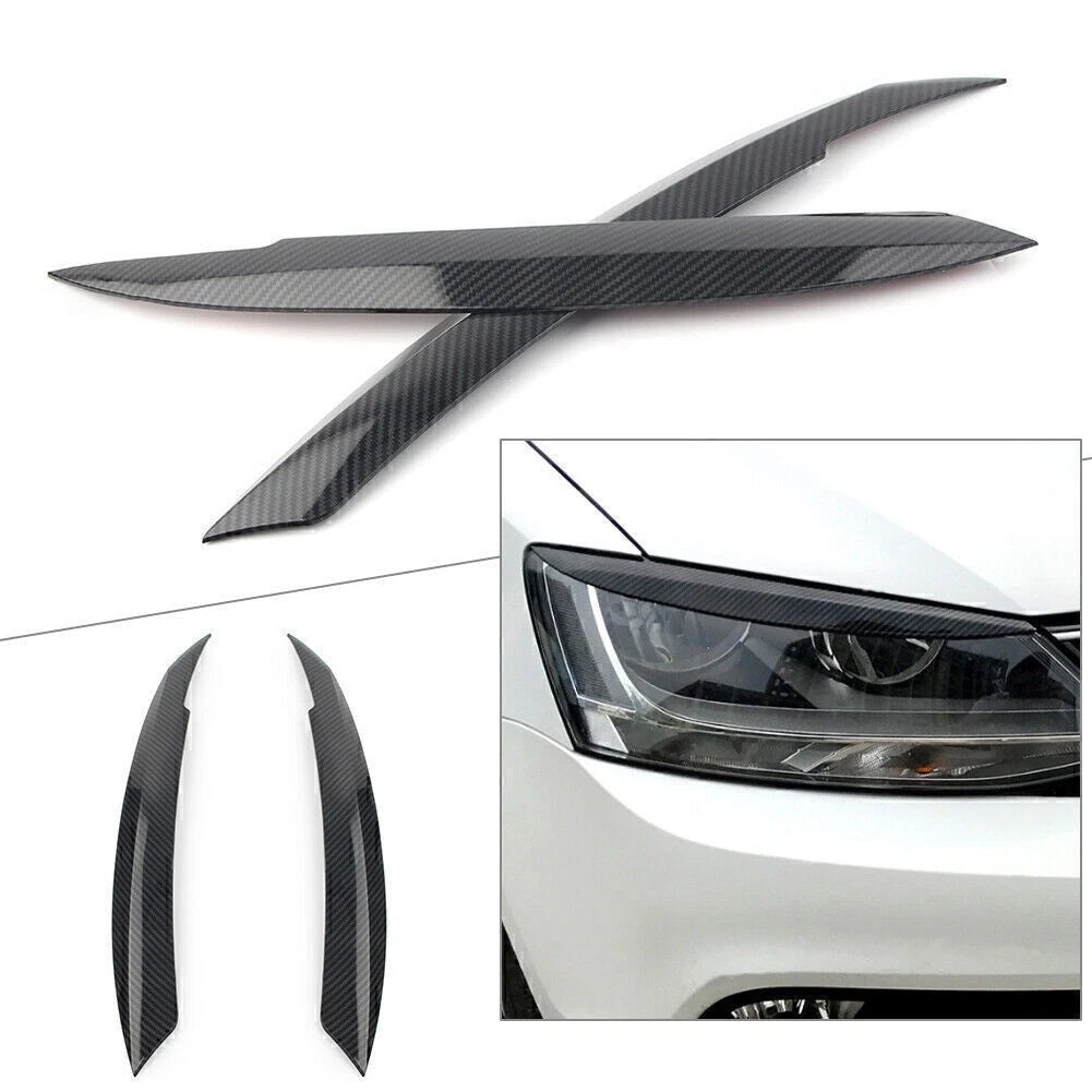 Pair Carbon Look Headlight Eyelid Trim for VW Jetta MK6 (2010–2018)
