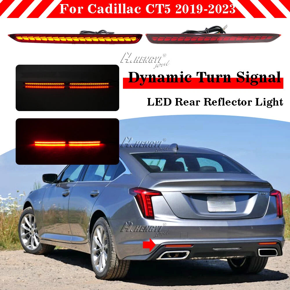 Sequential LED Rear Bumper Fog Light with Turn Signal for Cadillac CT5 (2019–2024)