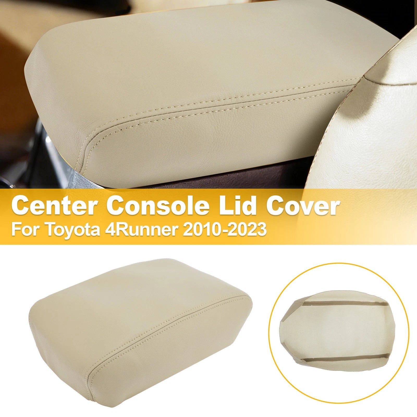 Middle Console Lid Armrest Cover Leather Beige Tan for Toyota 4Runner (2010–2023)