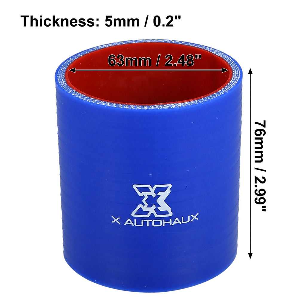 2.48" ID Straight Silicone Reducer Hose for Universal Intercooler (Blue)