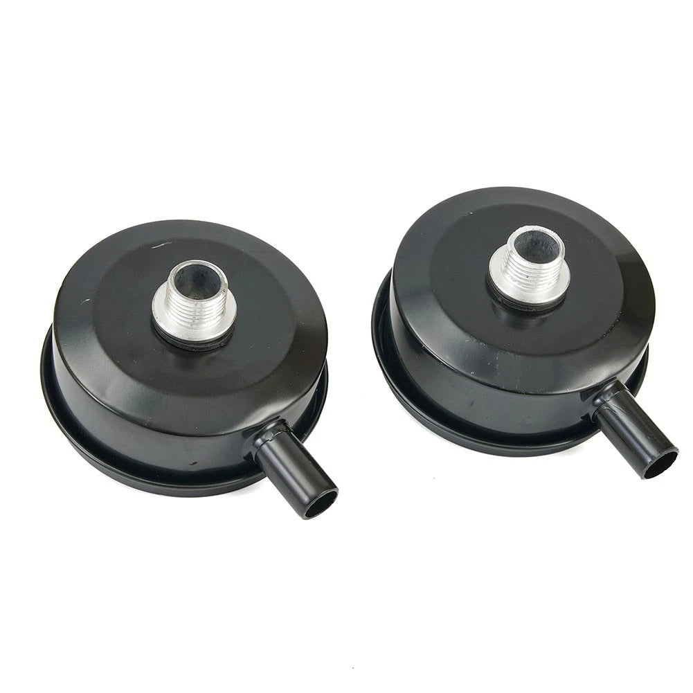 2X Compressor Male Threaded 20mm Air Intake Silencer Filter Metal Shell Black