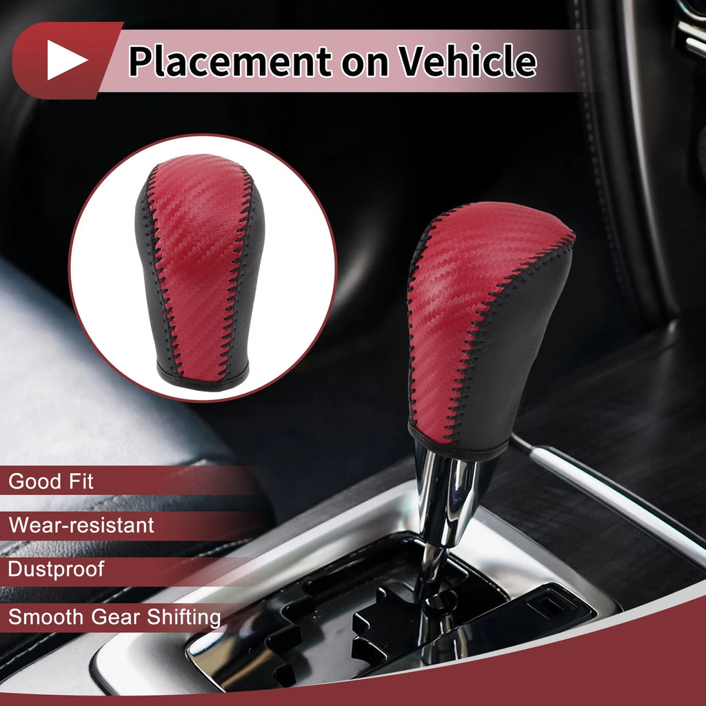 Gear Shift Knob Cover Replacement for Subaru Forester 2006–2012 Red Faux Leather