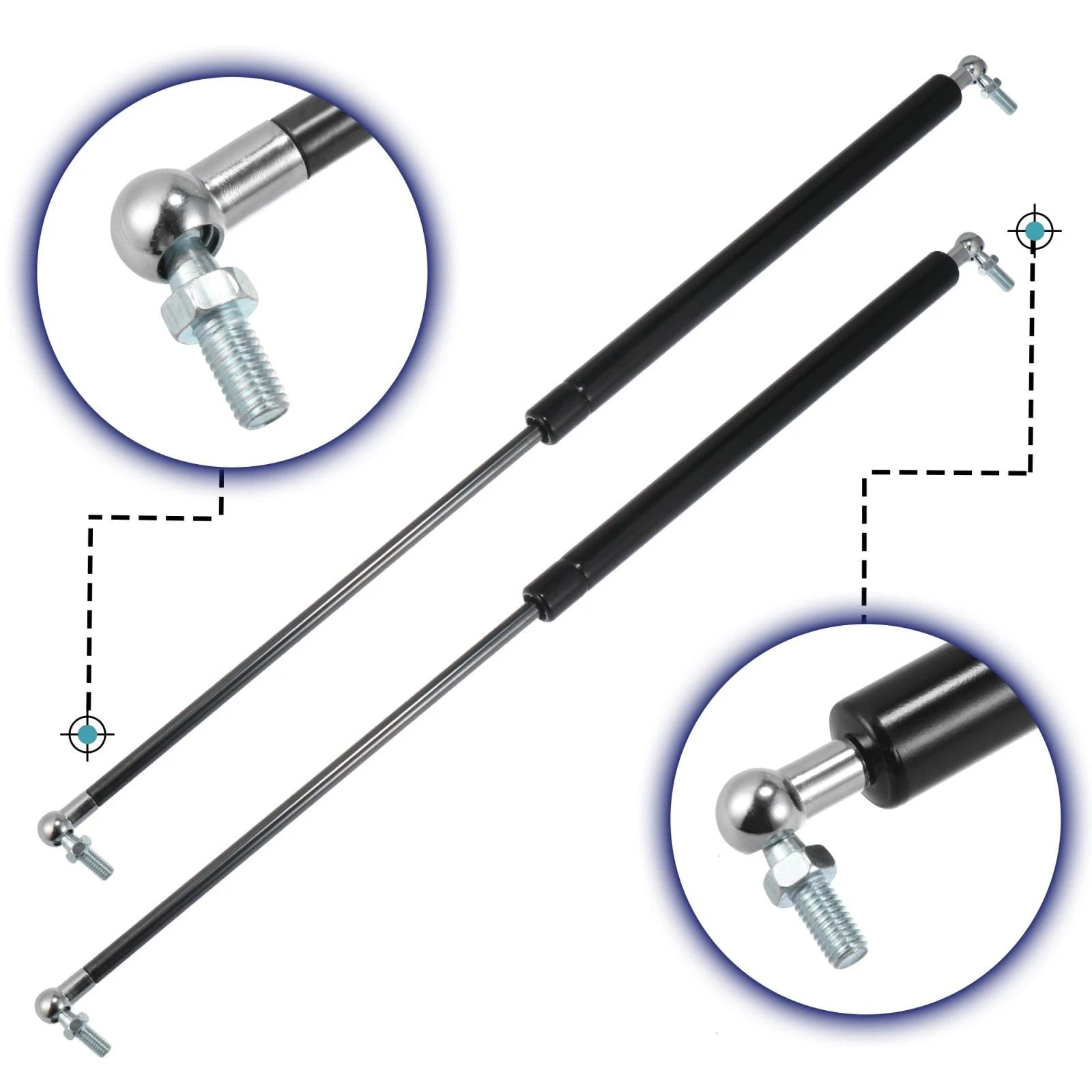 Universal Joint Gas Struts Replacement 630mm for Car Trailer Truck (2 Pcs)