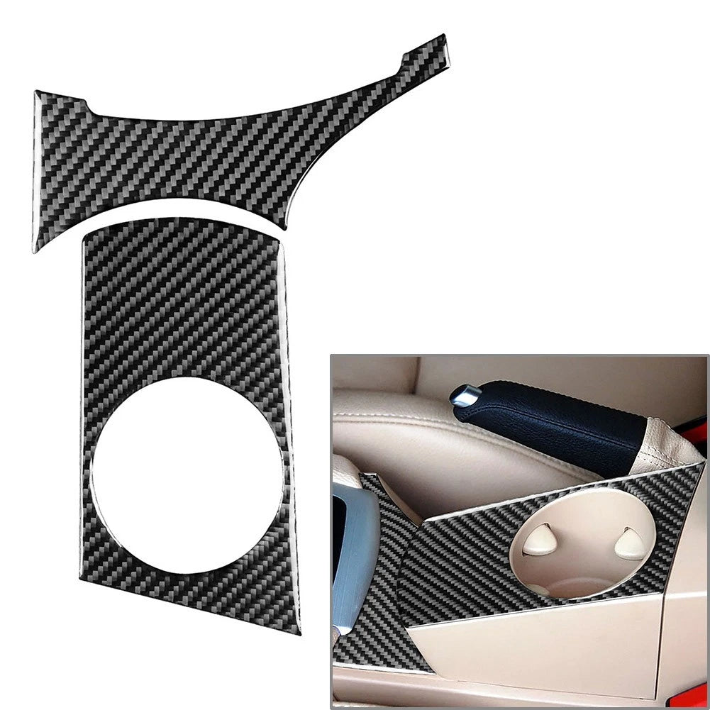 Carbon Fiber Gear Water Cup Holder Panel Cover Trim for BMW X3 E83 (2004–2010)