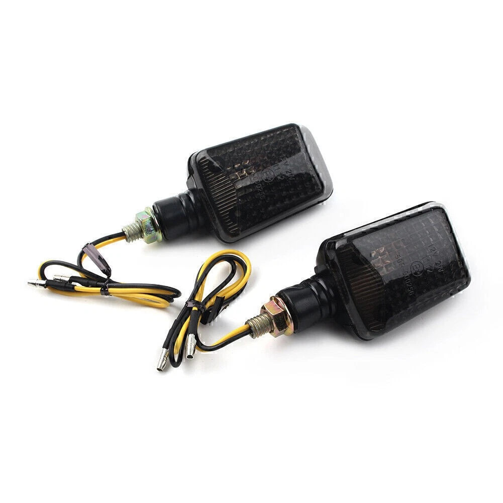 Pair Motorcycle 8mm Amber Bulb Turn Signal Indicator Lights Black Universal 12V