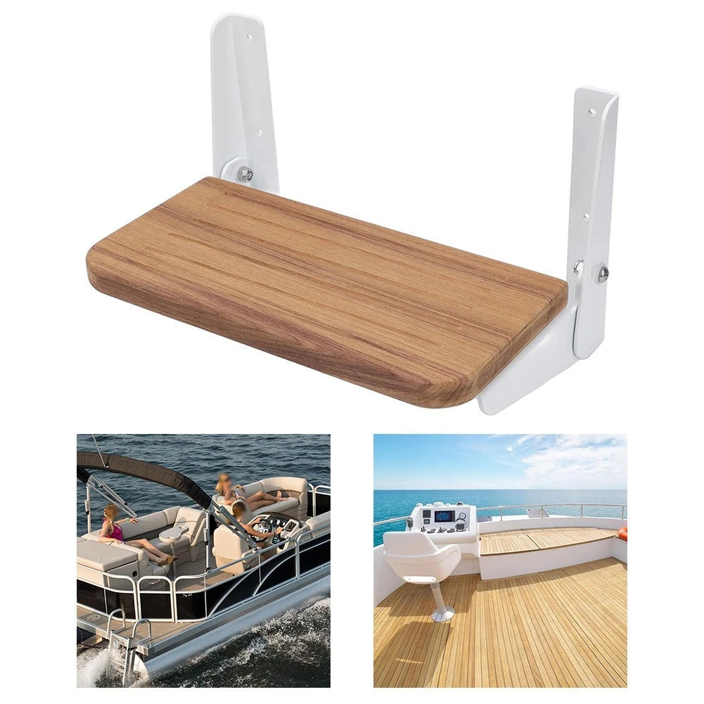 Foldable Teak Wood Step Board for Boat Helm with Aluminum Frame