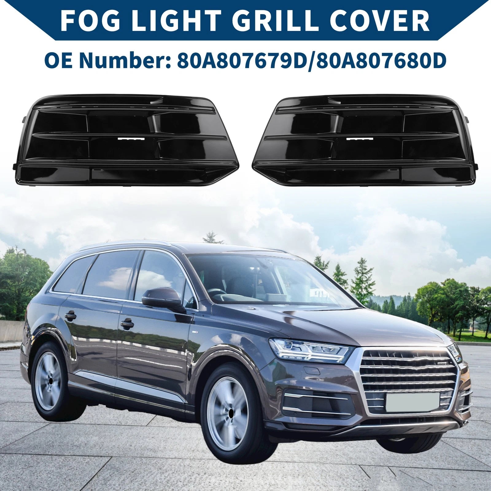 Front Fog Light Grill Pair for Audi Q5 (2018–2022)