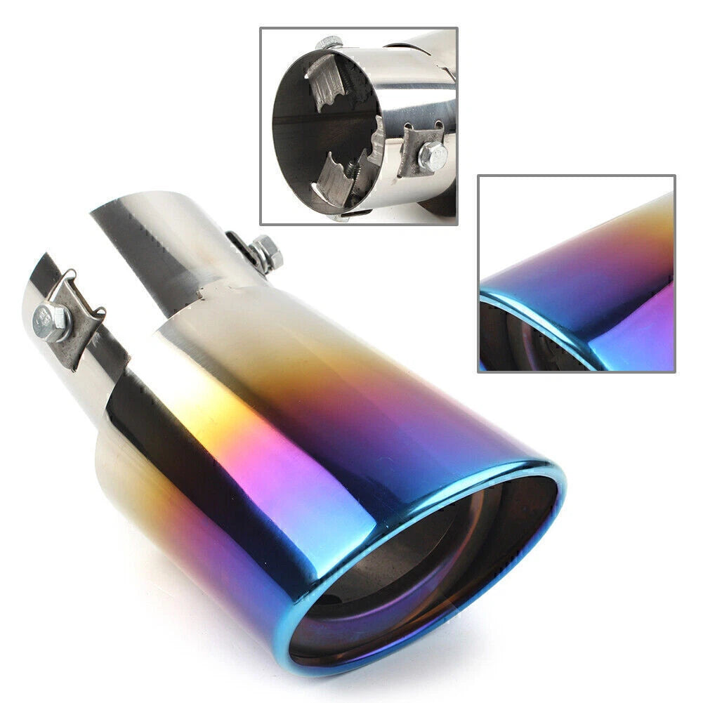 Rear Exhaust Pipe Tail Muffler Tip Round Universal Bent Blue