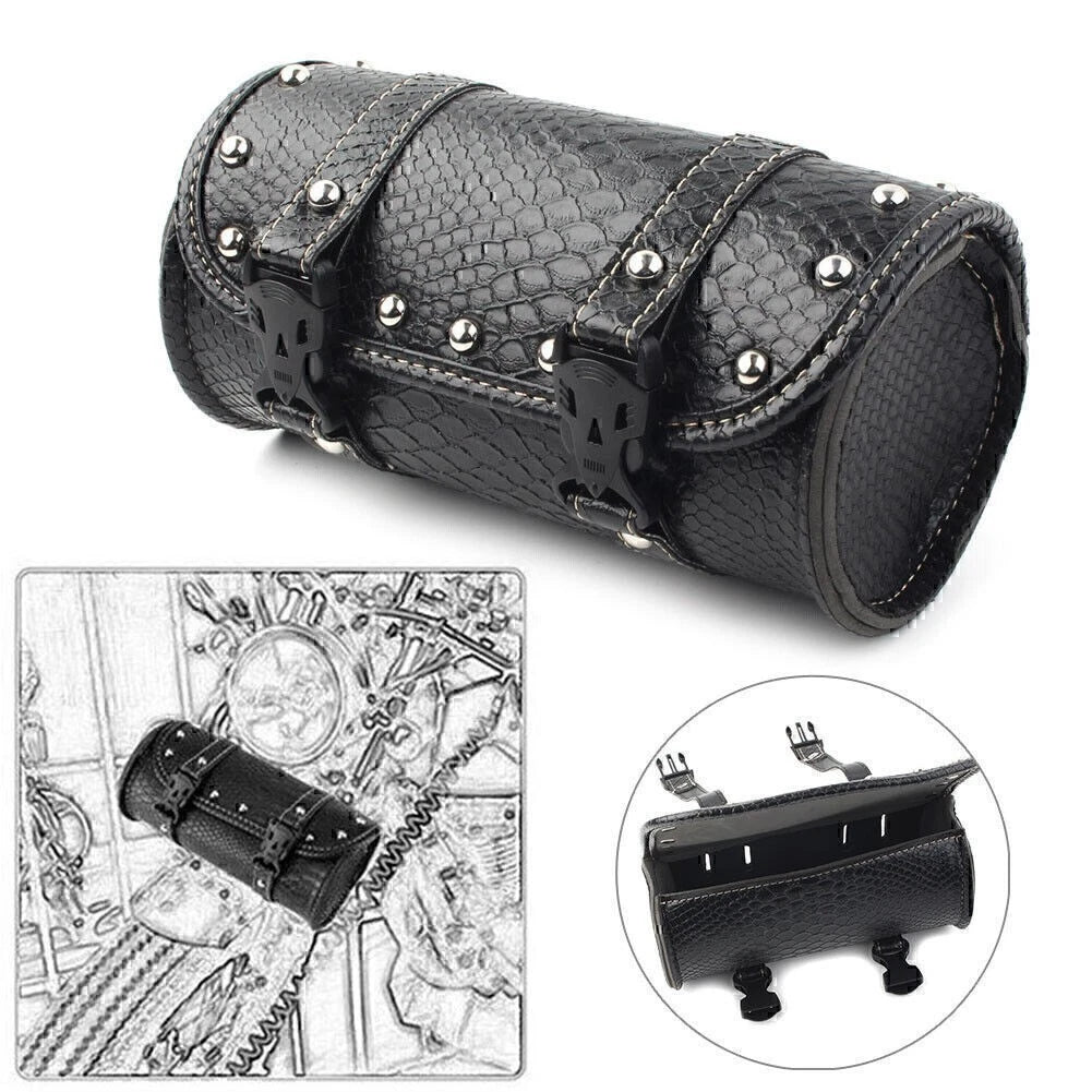 Leather Motorcycle Tool Bag for Universal Fit (Fork Handlebar Saddlebag)