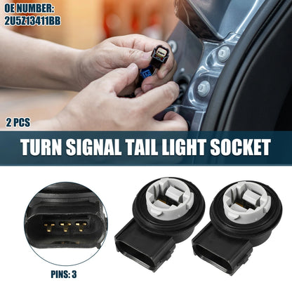2Pcs Turn Signal Tail Light Socket for Ford F-250 (2004–2007) 3 Pins No.2U5Z13411BB