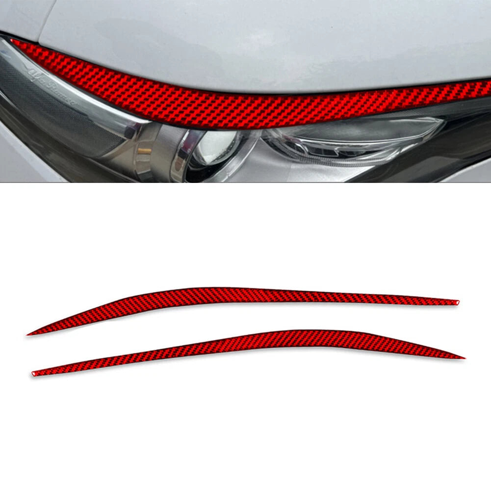 2X Headlight Eyebrows Trim for Alfa Romeo Giulia (2015–2024) Carbon Red