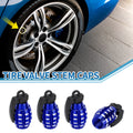 Valve Stem Caps 14x29mm Blue Replacement for Car SUV Bike RV (4-Pack)