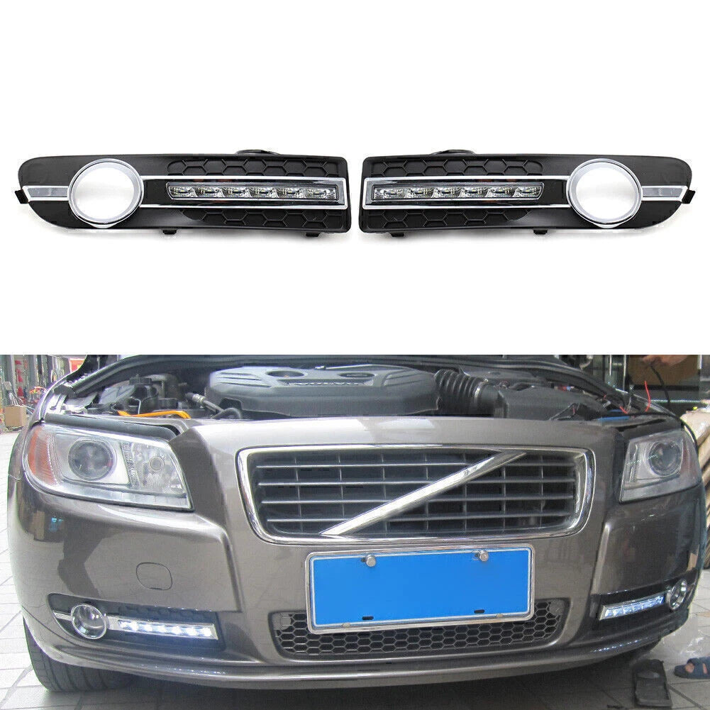 Front Bumper Grille LED Daytime Running Lights DRL For Volvo S80 S80L 2007 - 13