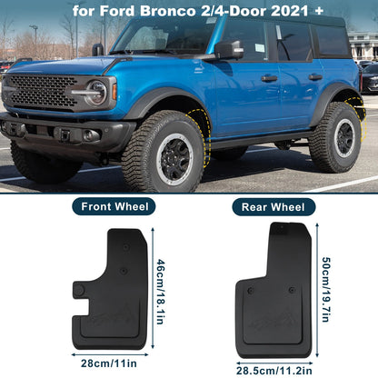 Mud Flaps Kit for Ford Bronco (2021–2025) 2/4-Door No-Drill