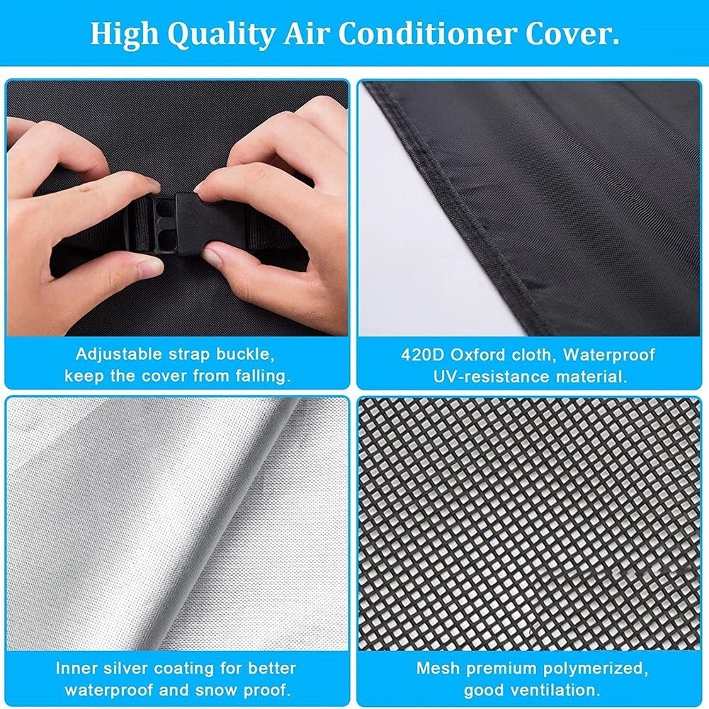 Outdoor Cover for AC Units 43x30x33cm Waterproof Ventilated Mesh Black
