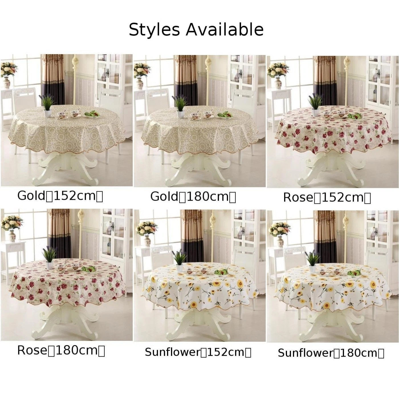 1 Pcs Round Table Cloth for 6 Seaters/4 Seaters (PVC)